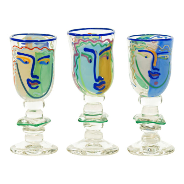 Set of 3 WILLIAM BERNSTEIN (1945-) Signed Goblets - Image 1