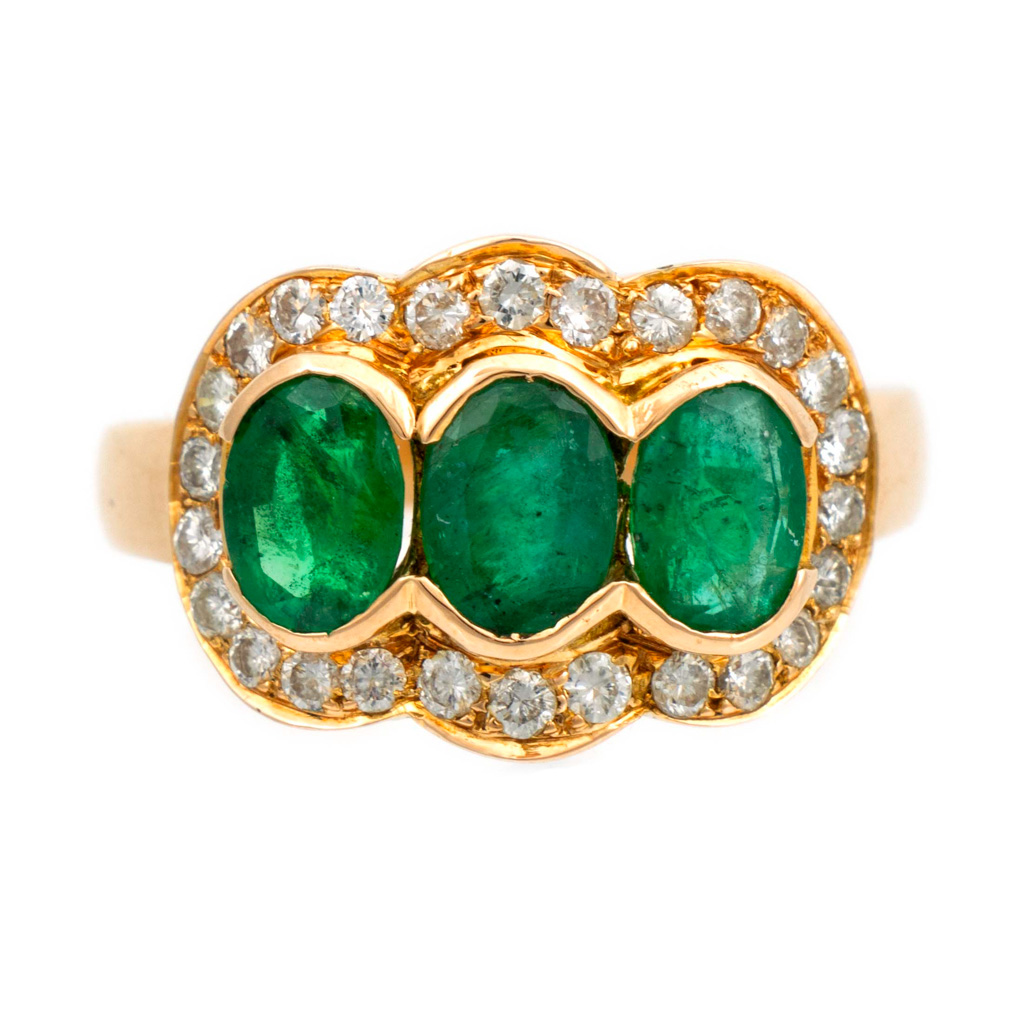 Retro 3.50 Carat Emerald, Amber and Amethyst Gemstone Ring 14 Karat - Ruby  Lane