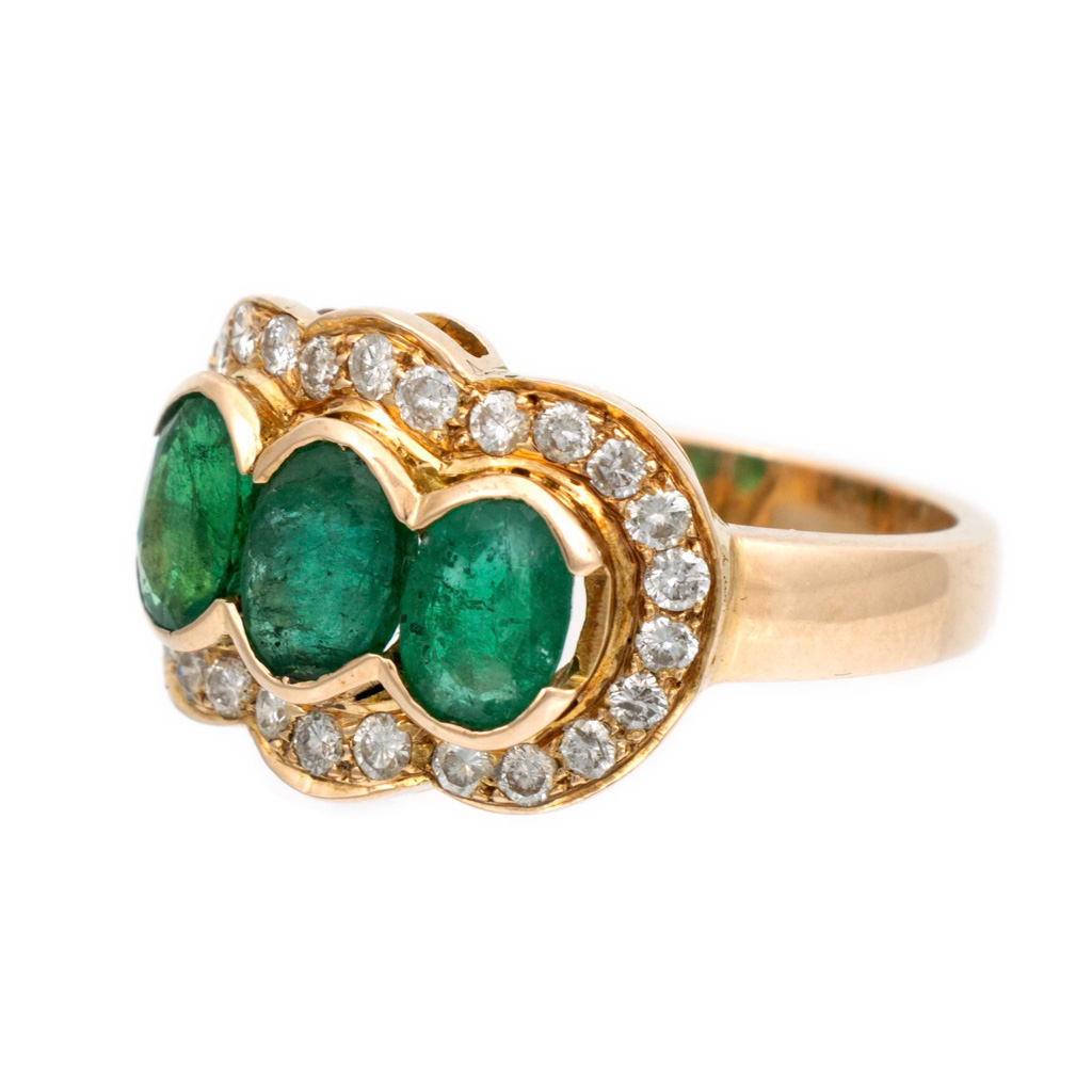 Emerald Diamond Ring 14 Karat 1.15 Carat Natural Mod Deco For Sale at  1stDibs