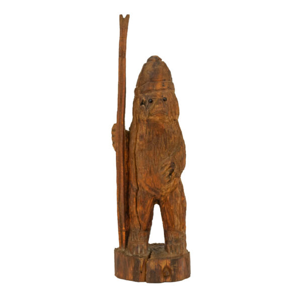 Vintage Carved Wood Bear Sculpture - Image 1
