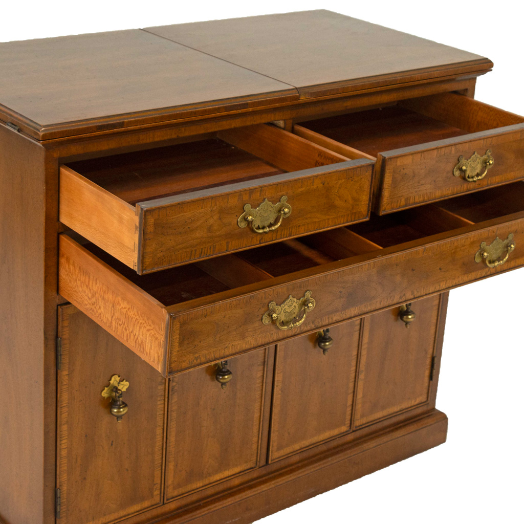 HENREDON Georgian Banded Mahogany Flip Top Server | Grandview