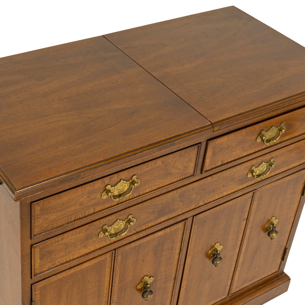 HENREDON Georgian Banded Mahogany Flip Top Server | Grandview