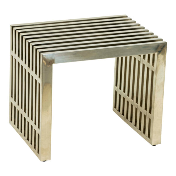 Polished Stainless Steel Slatted Side Table - Image 1