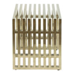 Polished Stainless Steel Slatted Side Table - Image 3