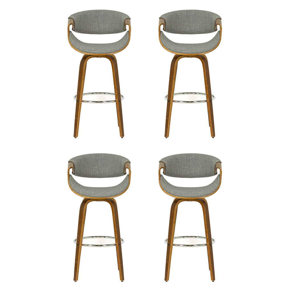 Set of 4 LUMISOURCE Curvini Bar Stools in Walnut Grandview