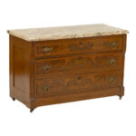 Antique Eastlake Victorian Burl Walnut 3 Drawer Chest with Marble Top - Image 3