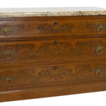 Antique Eastlake Victorian Burl Walnut 3 Drawer Chest with Marble Top - Image 2