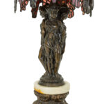 Vintage “Three Graces” Table Lamp with Wisteria Stained Glass Shade - Image 4