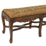 Vintage French Provincial Bench with Rush Seat - Image 2