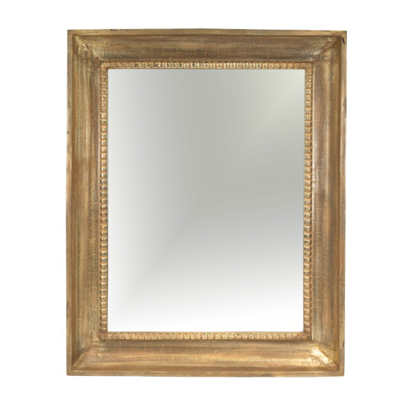 LABARGE Mirror with Gold Crackle Finish and Beaded Inset - Image 1