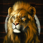 Signed ORTIZ “Lion” Original Oil on Black Velvet - Image 2