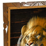 Signed ORTIZ “Lion” Original Oil on Black Velvet - Image 4