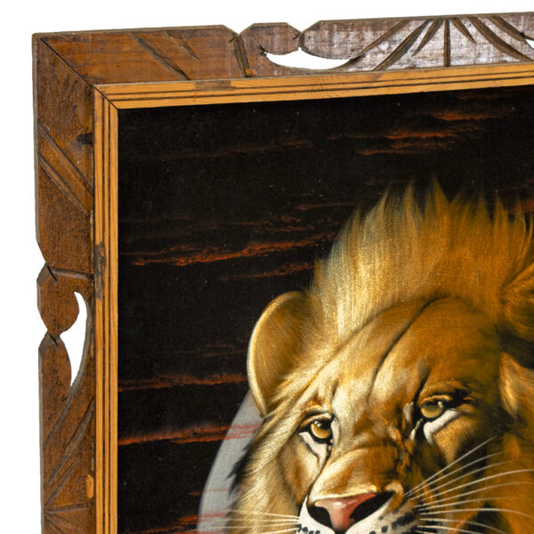 Signed ORTIZ “Lion” Original Oil on Black Velvet - Image 4
