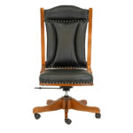 Amish Made Desk Chair in Cherry and Black Leather