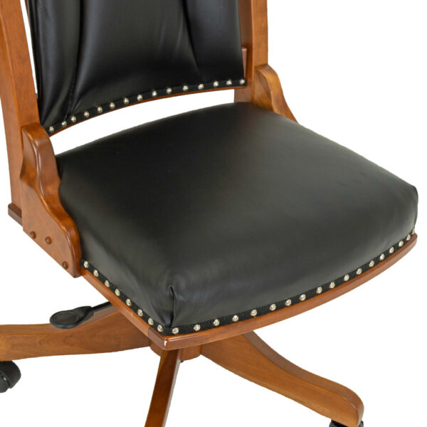 Amish Made Desk Chair in Cherry and Black Leather - Image 4