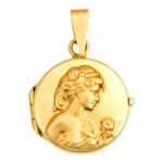 14 Karat Yellow Gold Locket with Woman’s Profile