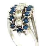 Blue Sapphire and 0.75 Total Carat Diamond Ring in 14 Karat White Gold - Image 2