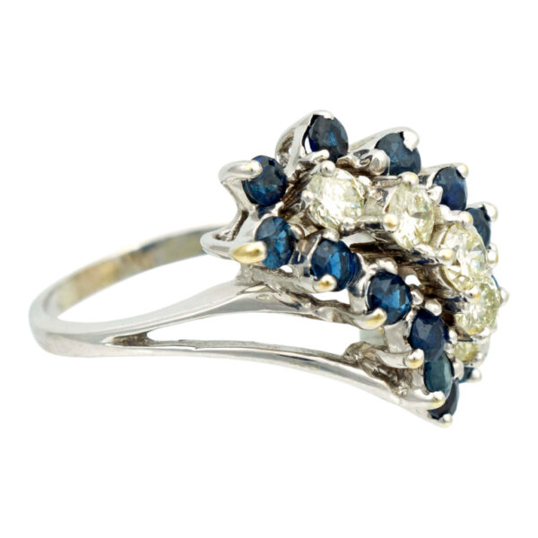Blue Sapphire and 0.75 Total Carat Diamond Ring in 14 Karat White Gold - Image 5