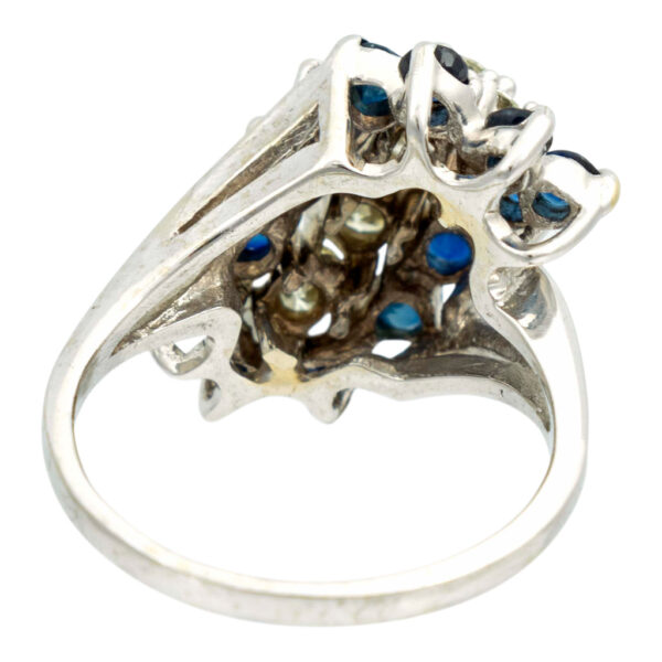 Blue Sapphire and 0.75 Total Carat Diamond Ring in 14 Karat White Gold - Image 4