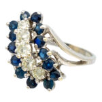 Blue Sapphire and 0.75 Total Carat Diamond Ring in 14 Karat White Gold - Image 3