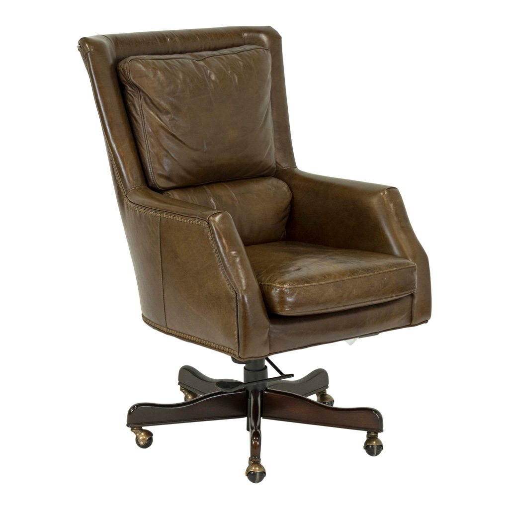 Arhaus leather swivel discount chair