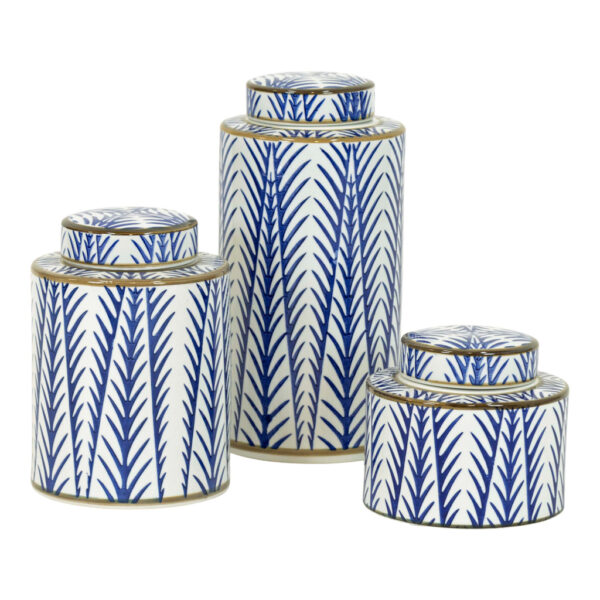Set of 3 WILDWOOD Blue Fronds Canisters - Image 1