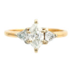 Vintage 0.93 Total Carat Marquise Cut Diamond Ring in 14 Karat Gold