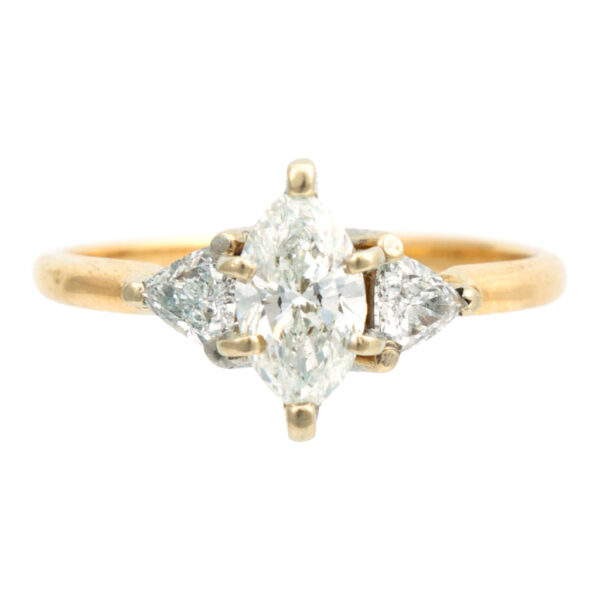 Vintage 0.93 Total Carat Marquise Cut Diamond Ring in 14 Karat Gold - Image 1