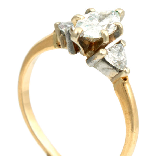 Vintage 0.93 Total Carat Marquise Cut Diamond Ring in 14 Karat Gold - Image 2