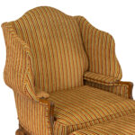 HARDEN Oversized Wing Chair and Ottoman in Gold, Green, and Burgundy Stripe - Image 2