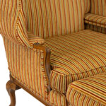 HARDEN Oversized Wing Chair and Ottoman in Gold, Green, and Burgundy Stripe - Image 3