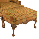 HARDEN Oversized Wing Chair and Ottoman in Gold, Green, and Burgundy Stripe - Image 4