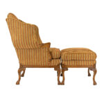 HARDEN Oversized Wing Chair and Ottoman in Gold, Green, and Burgundy Stripe - Image 5