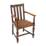 Antique Art Nouveau Oak Refectory Style Dining Table with 5 Chairs - Image 7