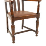 Antique Art Nouveau Oak Refectory Style Dining Table with 5 Chairs - Image 9