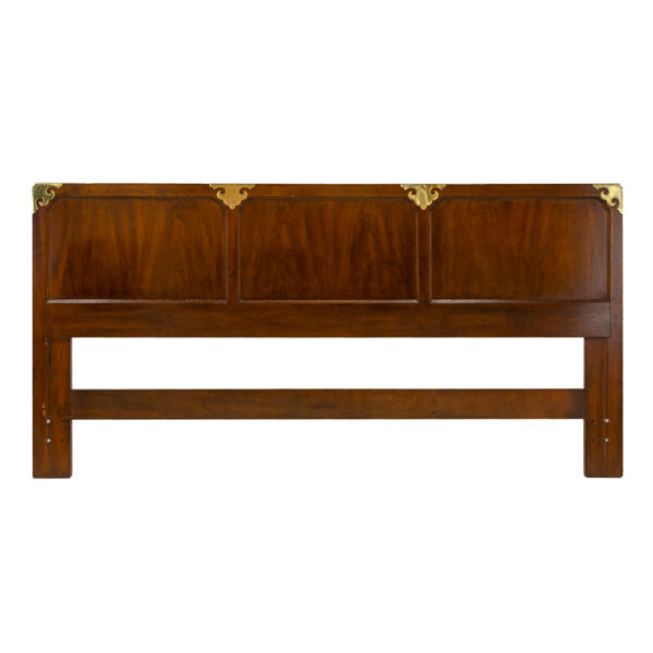 Vintage HENREDON King Size Campaign Style Headboard - Image 1