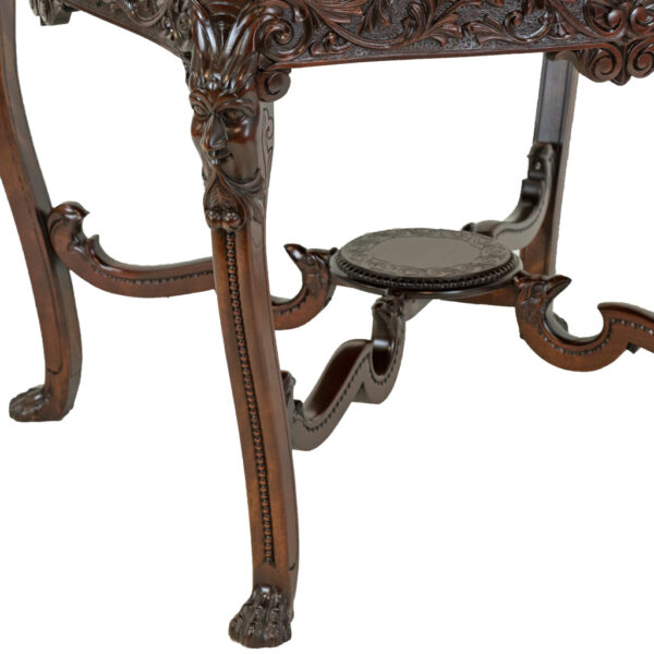 Heavily Carved Mahogany Parlor Table with Old Man of the North Motif - Image 4