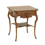 Antique Oak Parlor Table with Acanthus Scroll Details