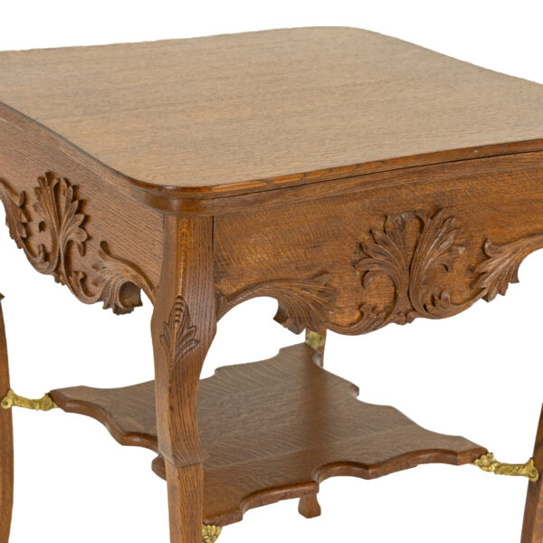 Antique Oak Parlor Table with Acanthus Scroll Details - Image 2