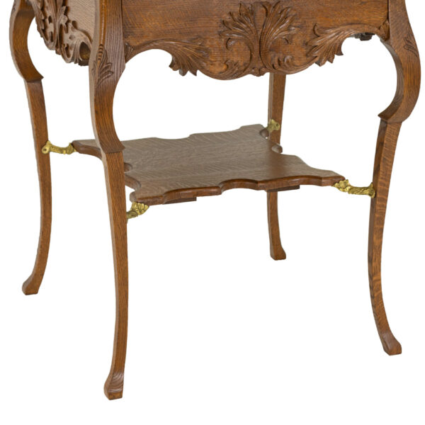 Antique Oak Parlor Table with Acanthus Scroll Details - Image 4