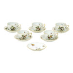 11 Piece HEREND Rothschild Bird Cups and Saucers