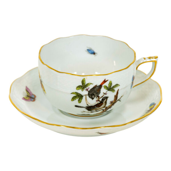 11 Piece HEREND Rothschild Bird Cups and Saucers - Image 5
