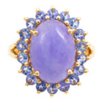 Purple Nephrite and Tanzanite Ring in 14 Karat Gold