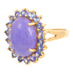 Purple Nephrite and Tanzanite Ring in 14 Karat Gold - Image 3