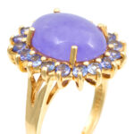 Purple Nephrite and Tanzanite Ring in 14 Karat Gold - Image 4