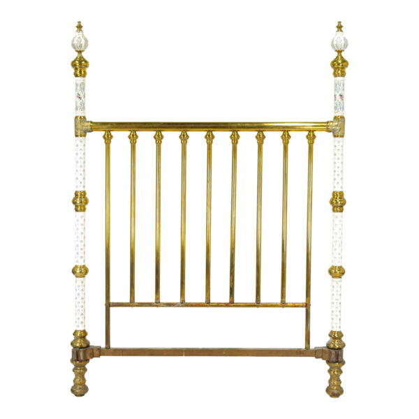 Victorian Full Size Brass and Hand Painted Porcelain Poster Bed - Image 2