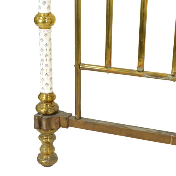 Victorian Full Size Brass and Hand Painted Porcelain Poster Bed - Image 5