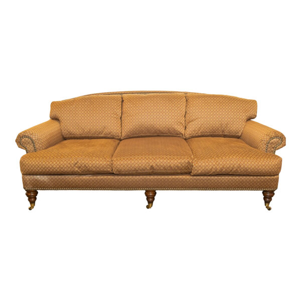LILLIAN AUGUST Sofa in Gold and Burgundy Diamond Patterned Upholstery - Image 1