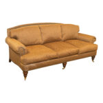 LILLIAN AUGUST Sofa in Gold and Burgundy Diamond Patterned Upholstery - Image 7