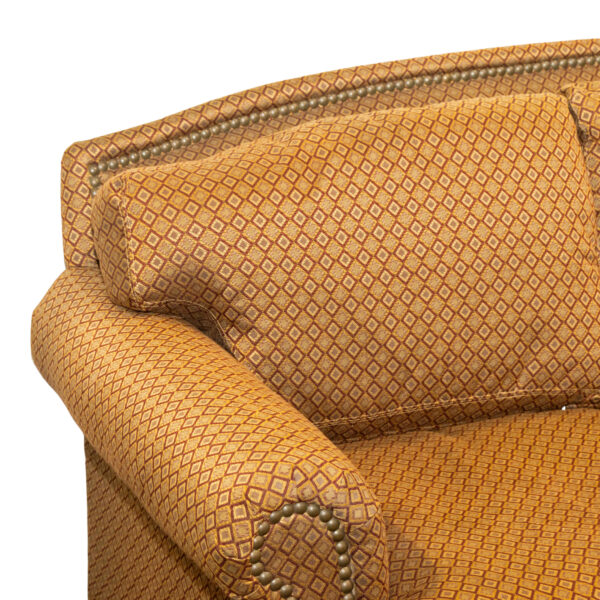 LILLIAN AUGUST Sofa in Gold and Burgundy Diamond Patterned Upholstery - Image 2